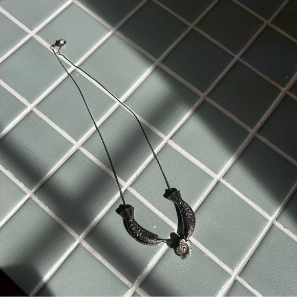 2 Fish & A Rose Silver Necklace - Picture 4 of 9